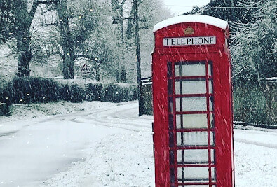 Telephone box in the snow